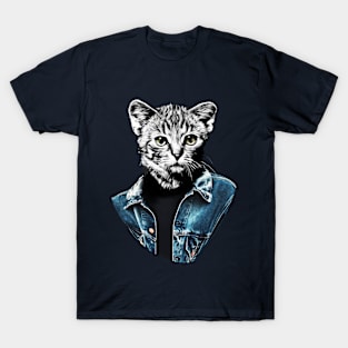 Cat with denim T-Shirt